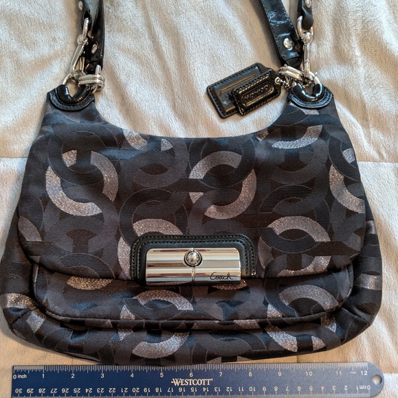 Small Black and Silver Coach Signature Crossbody - Picture 2 of 6